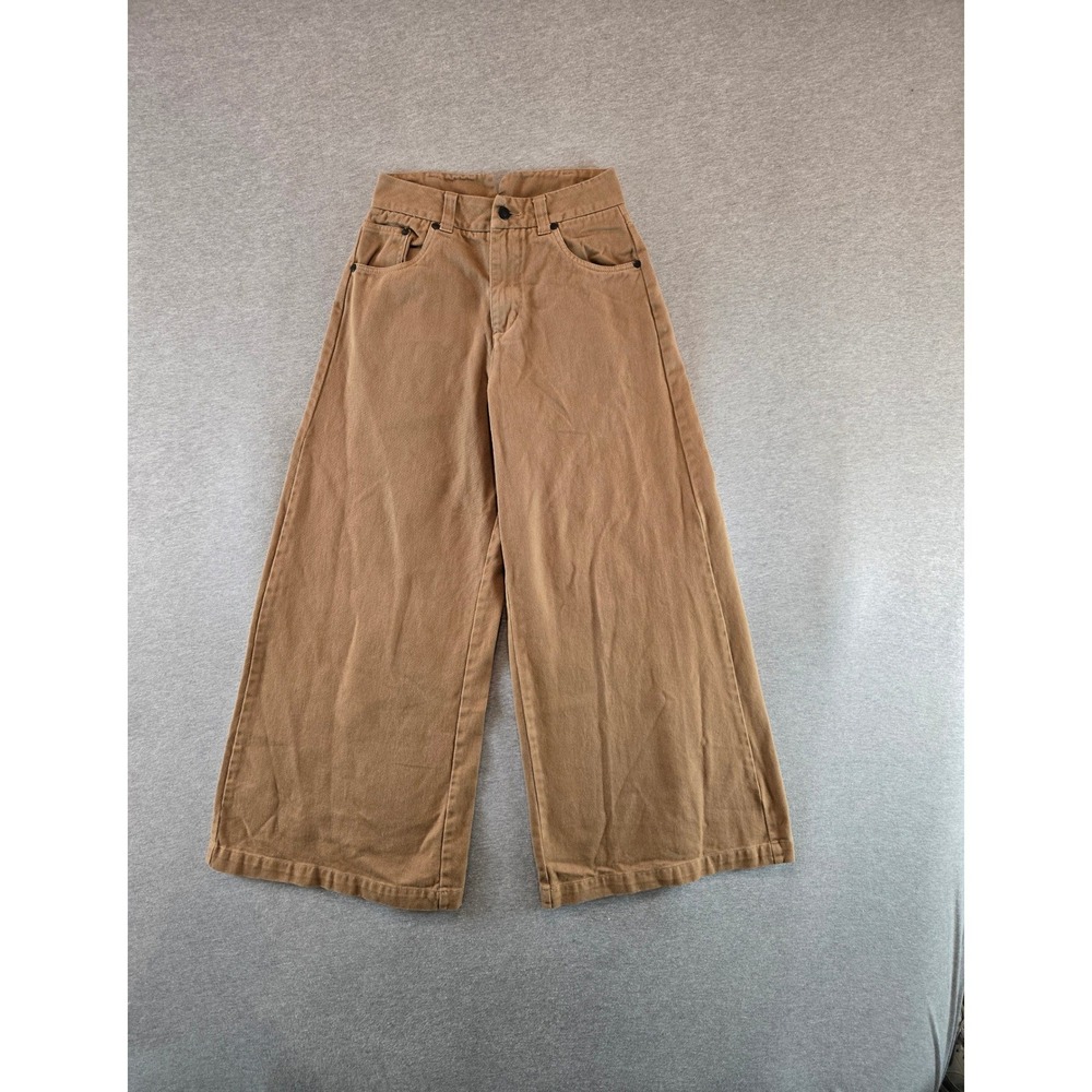 Osklen Wide Leg Trousers Women 4 Tan Brown Denim High Rise Made in Brazil